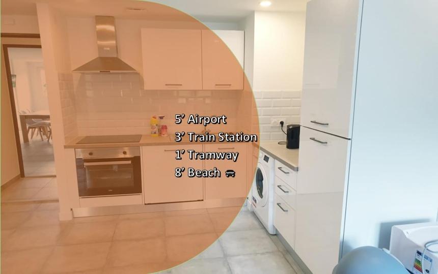 Big Flat Sea Vieuw 95 M2 5 Rooms Near Airport 5 Min Train 3 Min And Tram On Site, Beach 7 Min, 2 Showers And 2 Toilets , Neuf Grand Appartement 95 M2 5 Chambres Proche Aeroport 5 Min Train 3 Min Et Tramway Sur Place, Plage 7 Min 2 Douches Et 2 Wc Vue Nisa Exterior foto